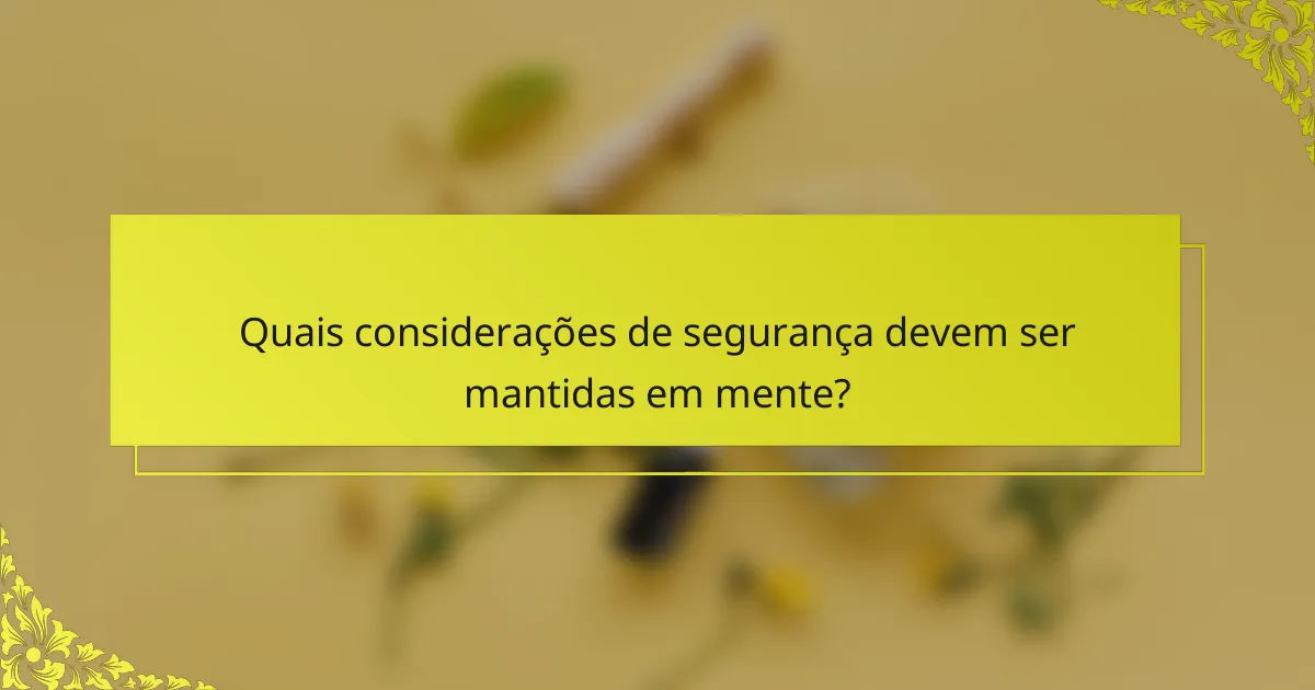 Quais considerações de segurança devem ser mantidas em mente?